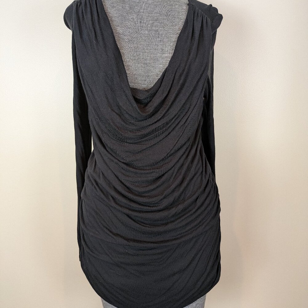 Designer INC International Concepts Ruched Blk Knit Top Tunic Shirt Size L NWOT